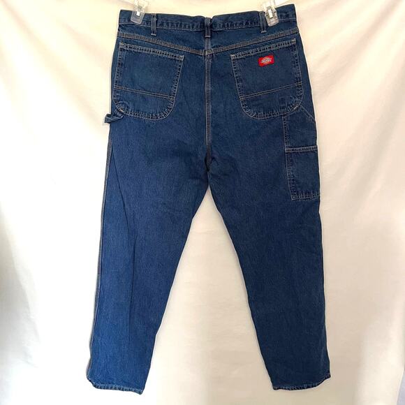 Dickies Carpenter Mens Jeans 38x32 Y2K Utility Street Work Relax Fit Dark Wash - Picture 6 of 11